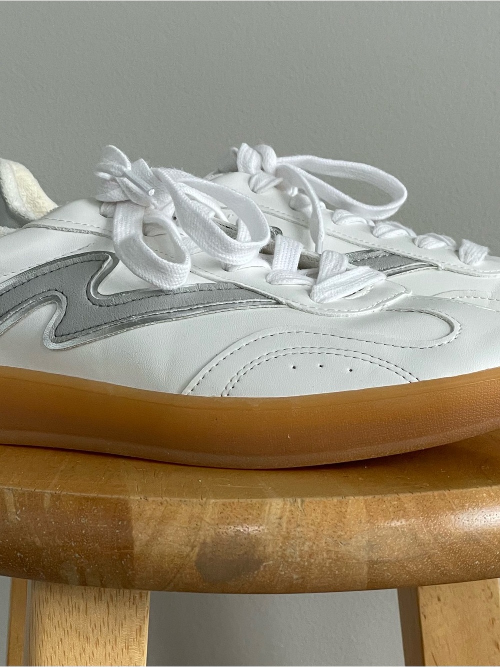 Madden Girl White Sneakers with Gray Accent and Gum Sole